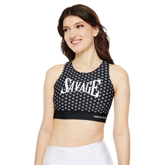 Savage Fully Lined, Padded Black Sports Bra