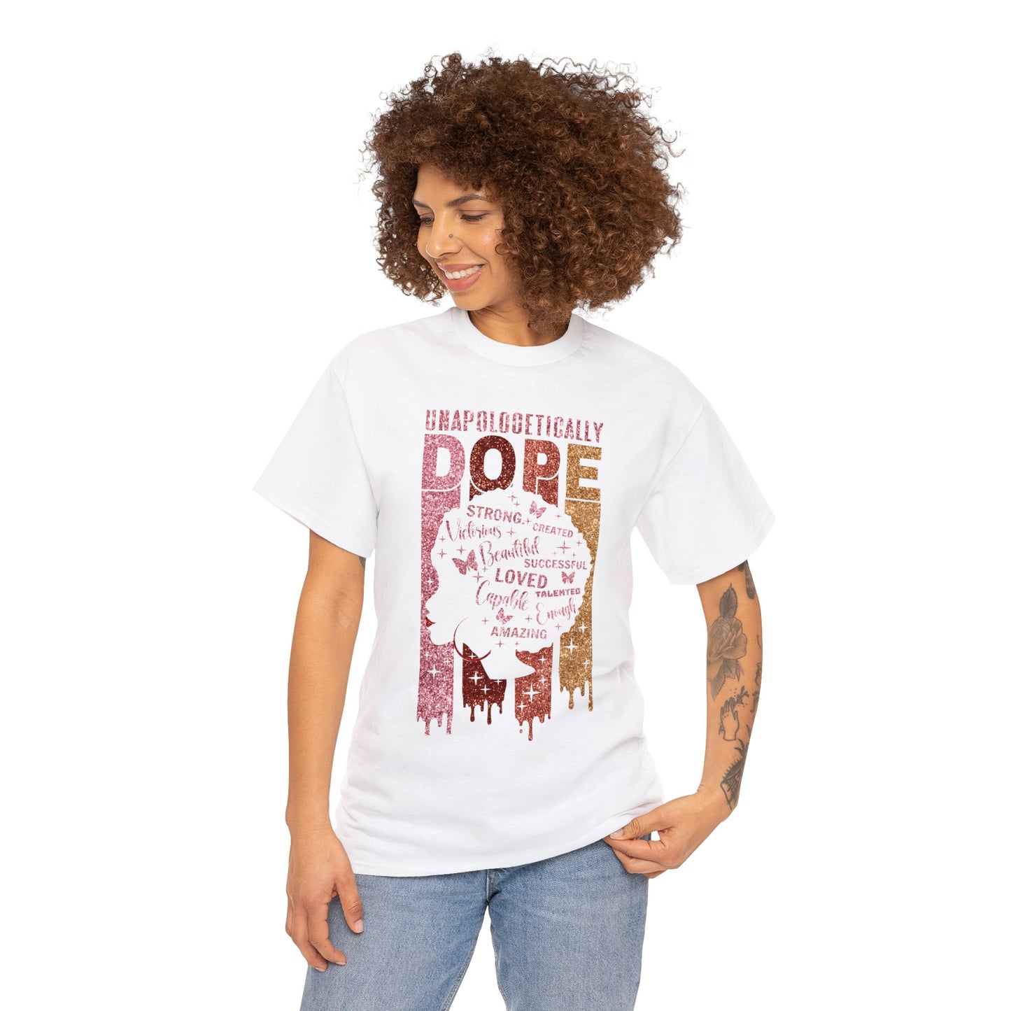 UrbanJ Dope Afro Glitter Heavy Cotton Tee