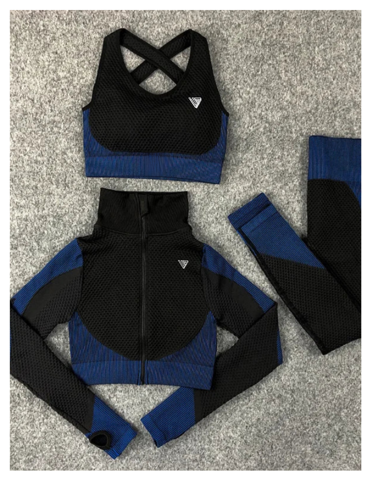 Women's Seamless Zip-Up 3-Piece Gym Set