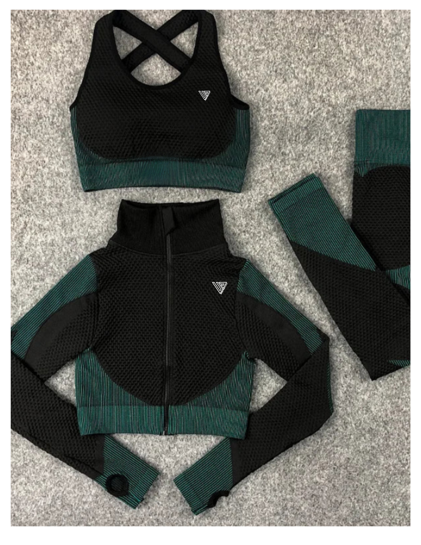 Women's Seamless Zip-Up 3-Piece Gym Set