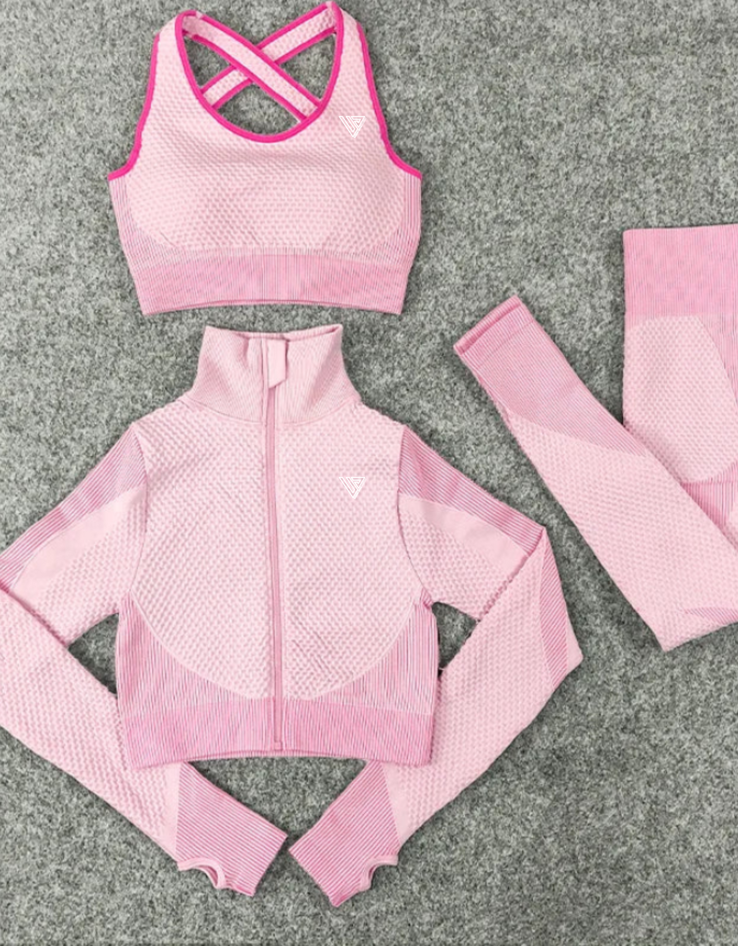 Women's Seamless Zip-Up 3-Piece Gym Set