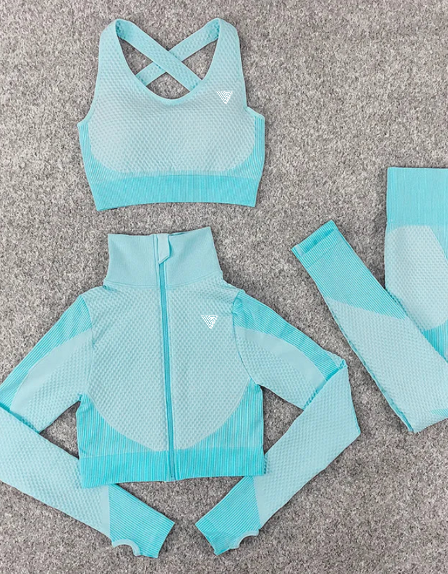 Women's Seamless Zip-Up 3-Piece Gym Set