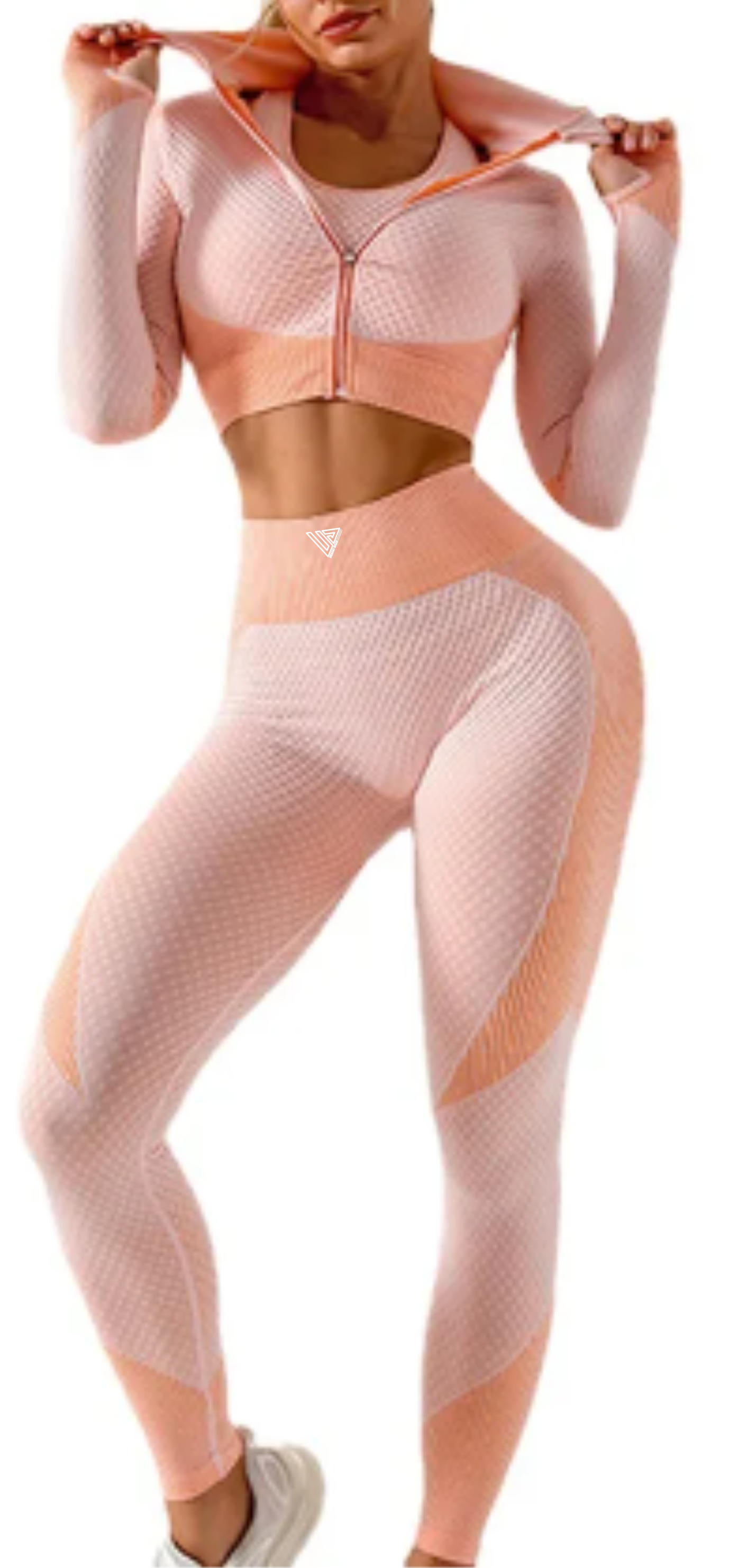 Women's Seamless Zip-Up 3-Piece Gym Set